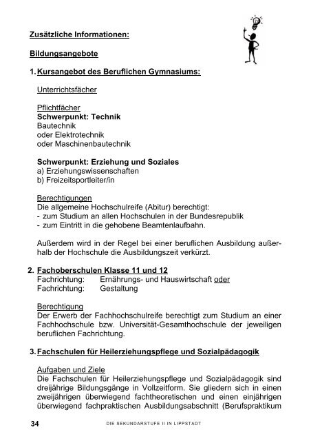 Broschüre 'Sekundarstufe II Schuljahr 2013/14' - Lippstadt