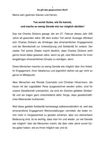 8. Januar 2012 Rede zur Verleihung der Lippstädter ... - Lippstadt