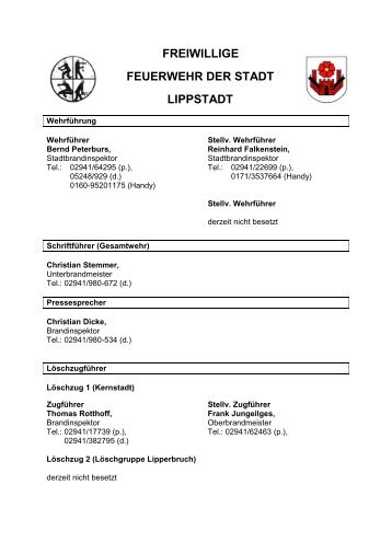 FREIWILLIGE FEUERWEHR DER STADT LIPPSTADT