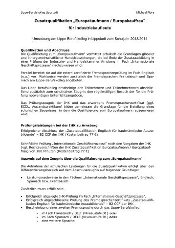 Zusatzqualifikation „Europakaufmann / Europakauffrau" für ...