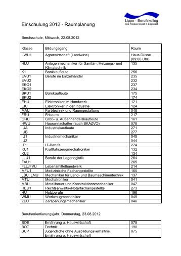 Einschulung 2012 - Raumplanung - Lippe Berufskolleg