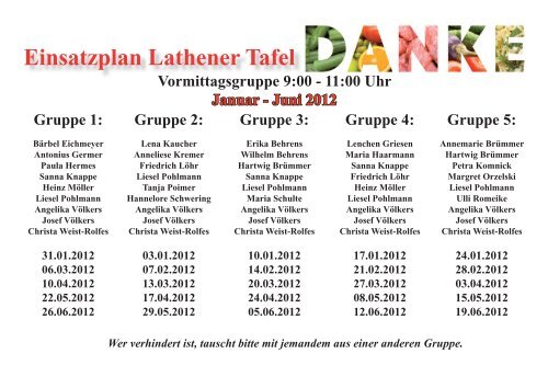 Einsatzplan Lathener Tafel - Lingener Tafel