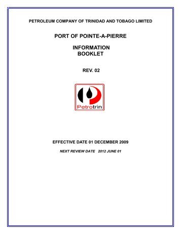 Title Port Of Pointe A Pierre Information Booklet - Petrotrin
