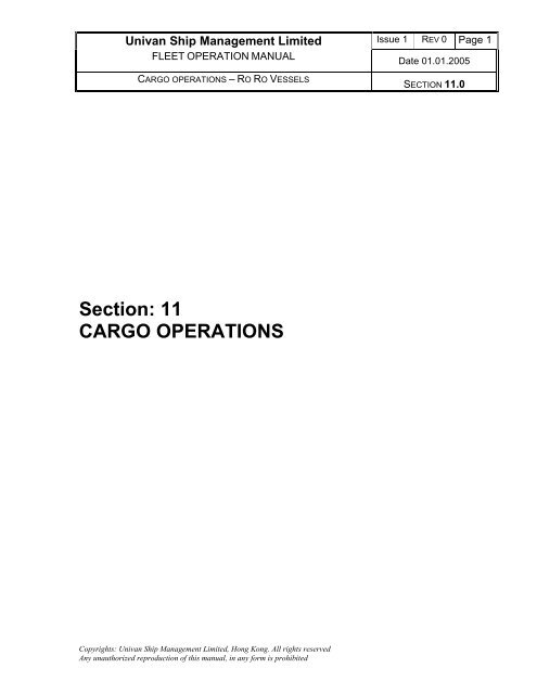 Section: 11 CARGO OPERATIONS - Univan