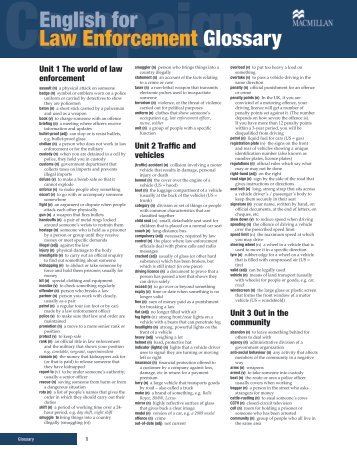 English for Law Enforcement Glossary - Campaign Military English ...