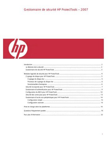 Gestionnaire de sécurité HP ProtectTools