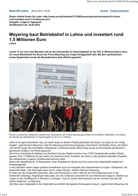 Meyering baut Betriebshof in Lohne und investiert rund ... - Lindschulte