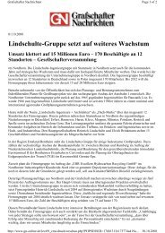 Lindschulte-Gruppe setzt auf weiteres Wachstum