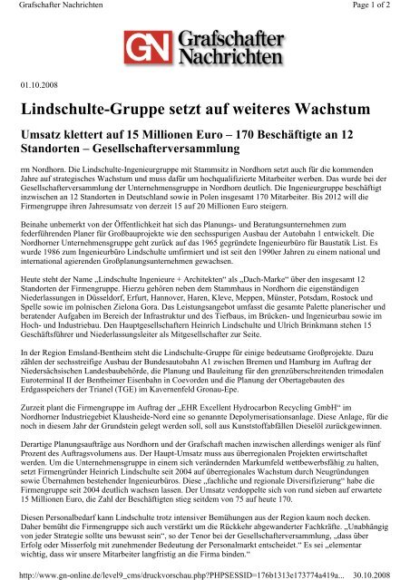 Lindschulte-Gruppe setzt auf weiteres Wachstum