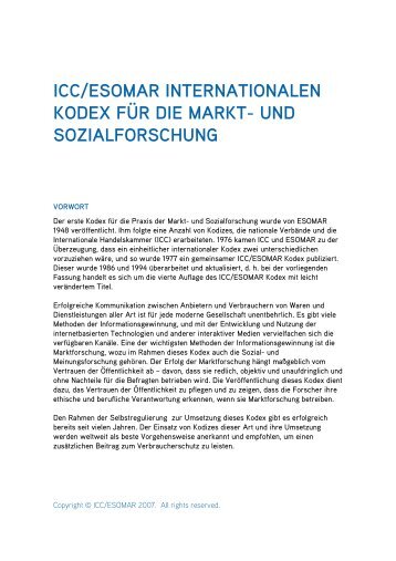 ICC/ESOMAR Internationaler Kodex für die Markt