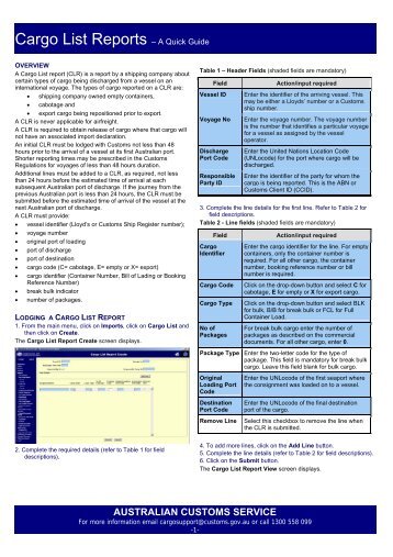 Cargo List Reports - A quick guide - Cargo Support