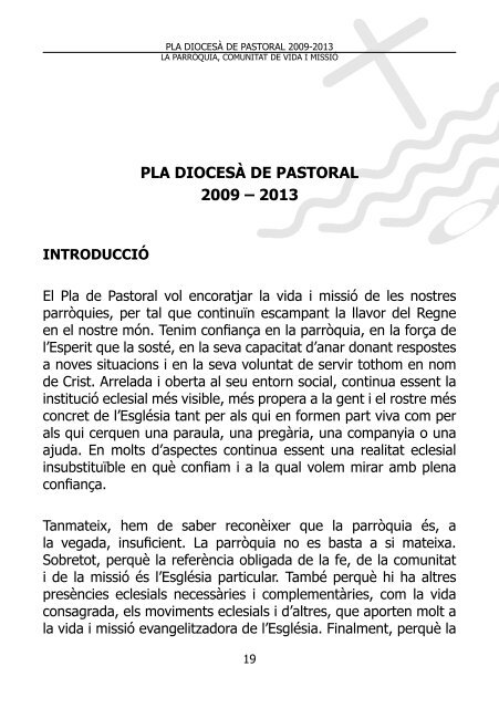 Pla de Pastoral 2009-2013 - Bisbat de Mallorca