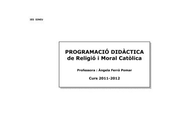 PROGRAMACIÓ DIDÀCTICA de Religió i Moral Catòlica - IES Sineu