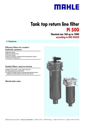 Tank top return line filter Pi 500 - Mahle.com