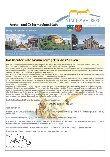 Mitteilungsblatt - Stadt Mahlberg