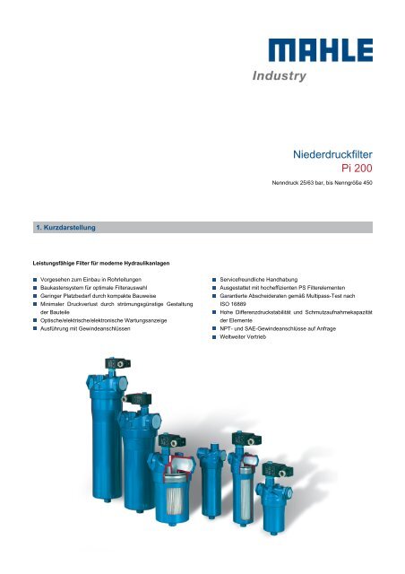 Niederdruckfilter Pi 200 - Mahle.com