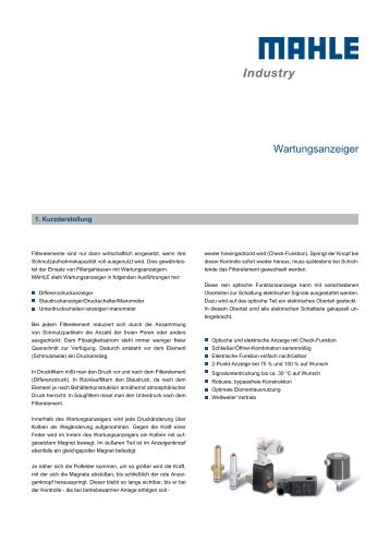 Wartungsanzeiger - MAHLE Industry - Filtration