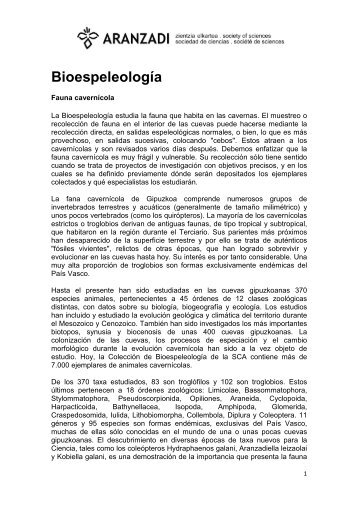 Bioespeleología - Aranzadi