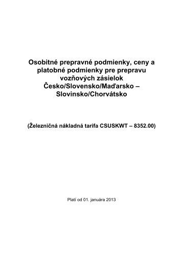 Osobitné prepravné podmienky, ceny a platobné ... - ZSSK Cargo