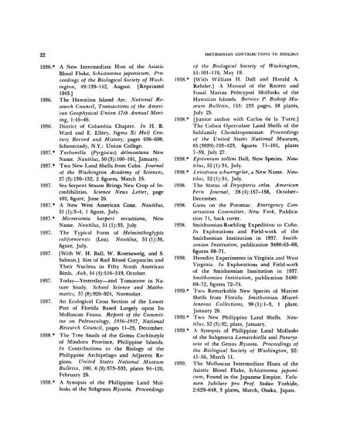 Bibliography and Zoological Taxa of Paul Bartsch - Smithsonian ...