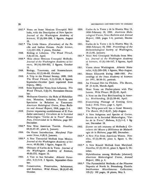 Bibliography and Zoological Taxa of Paul Bartsch - Smithsonian ...