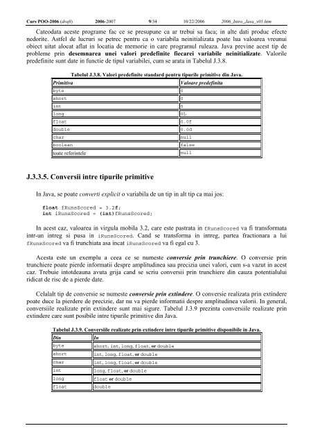 J. Introducere in limbajul Java - Discipline