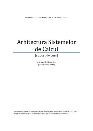 Arhitectura Sistemelor de Calcul - Universitatea din Oradea