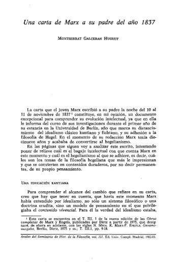 Una carta de Marx a su padre del año 1837