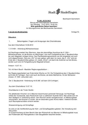 Bezirksamt Darmsheim E I N L A D U N G Sitzung des ... - Maichingen