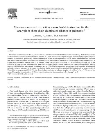 Microwave-assisted extraction versus Soxhlet ... - CEM GmbH