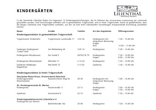KINDERGÄRTEN - Lilienthal
