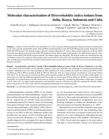 Molecular characterisation of Heterorhabditis indica isolates from ...