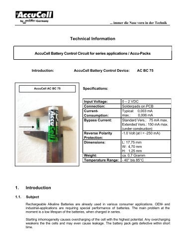 Technical Information 1. Introduction - Accucell.de