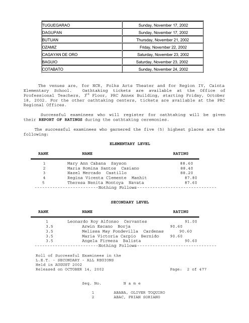 Republic of the Philippines PROFESSIONAL REGULATION ...