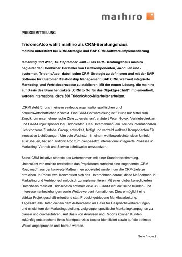 TridonicAtco wählt maihiro als CRM-Beratungshaus