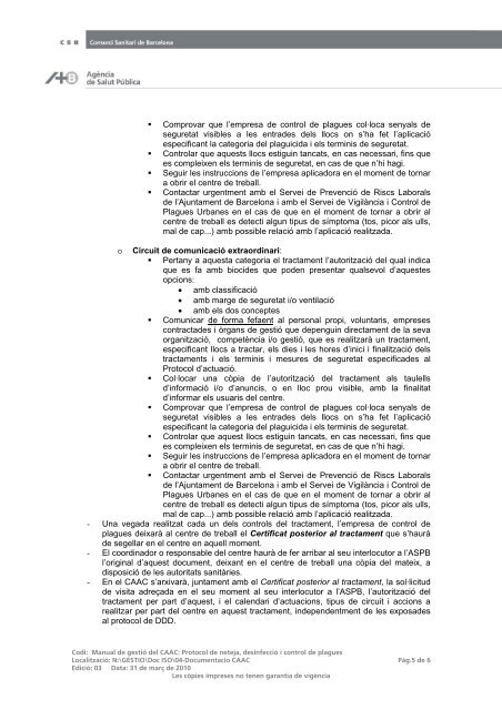 Manual de gestió del CAAC, 08. Protocol de neteja i desinfecció.