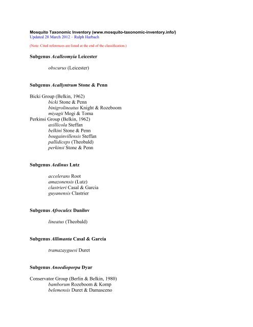 Culex classification_9.pdf - Mosquito Taxonomic Inventory