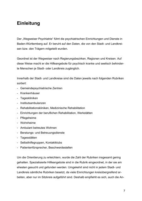 Wegweiser Psychiatrie Baden-Württemberg - Landkreis Esslingen