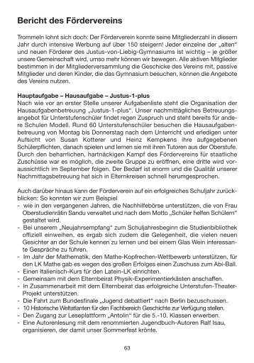 Bericht des Fördervereins - Justus-von-Liebig-Gymnasium Neusäß