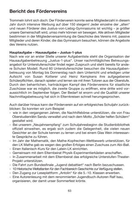 Bericht des Fördervereins - Justus-von-Liebig-Gymnasium Neusäß