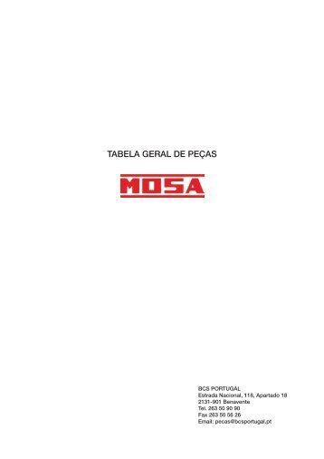 Descarregar a tabela de peças 2011 - MOSA, geradores e ...