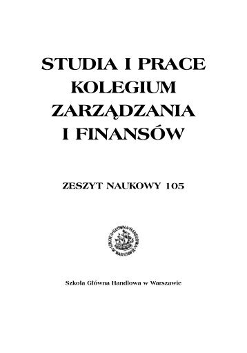 Zeszyt Naukowy 105 - Szkoła Główna Handlowa w Warszawie