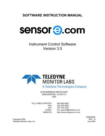 sensor-e ® com User Manual - Teledyne Monitor Labs