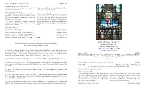 ASSUMPTION CHURCH - Windsor Tridentine Latin Mass at ...