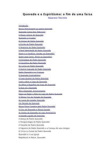 Quevedo e o Espiritismo: O Fim de uma Farsa - Nazareno Tourinho