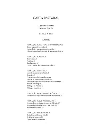 PDF: Carta pastoral - Opus Dei