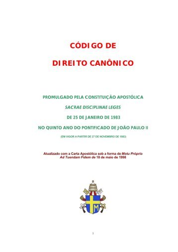 CÓDIGO DE DIREITO CANÔNICO - Instituto Politécnico de Beja