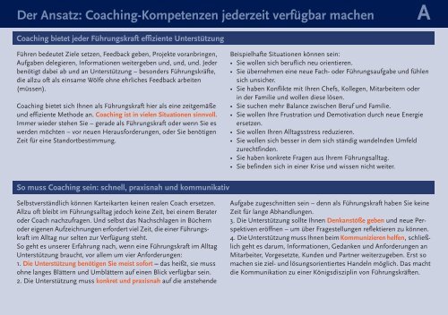 Der Ansatz: Coaching-Kompetenzen jederzeit verfügbar machen