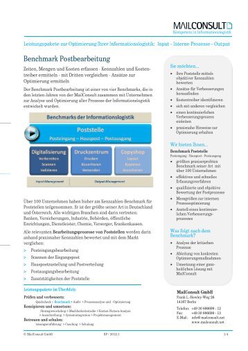 Benchmark Postbearbeitung - MailConsult