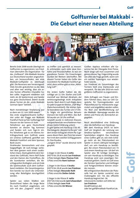 Makkabi Journal 2009 - TuS Makkabi Frankfurt
